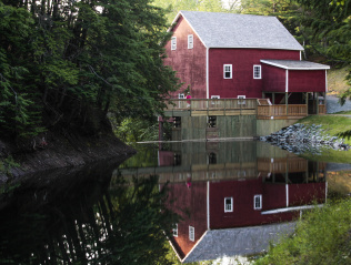 View of pond in front of Balmoral Grist Mill Museum