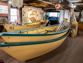 Two yellow dory boats
